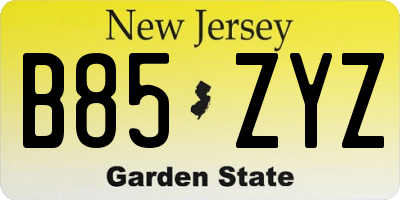 NJ license plate B85ZYZ