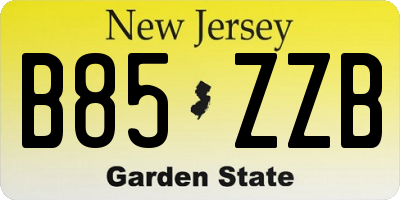 NJ license plate B85ZZB
