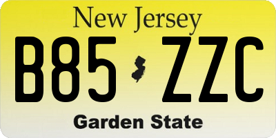 NJ license plate B85ZZC