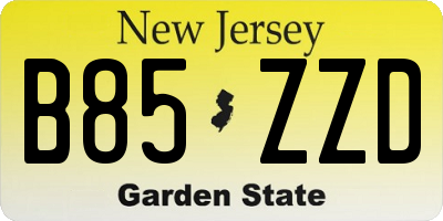 NJ license plate B85ZZD