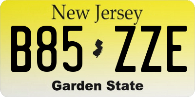 NJ license plate B85ZZE