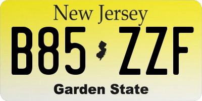 NJ license plate B85ZZF