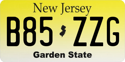 NJ license plate B85ZZG