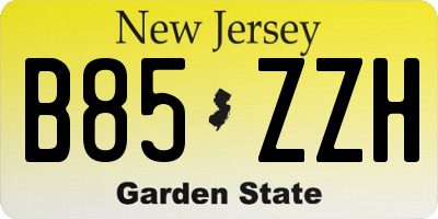 NJ license plate B85ZZH