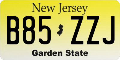 NJ license plate B85ZZJ