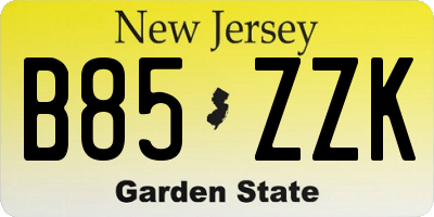 NJ license plate B85ZZK
