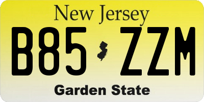 NJ license plate B85ZZM