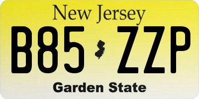 NJ license plate B85ZZP