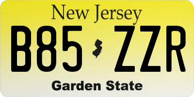 NJ license plate B85ZZR