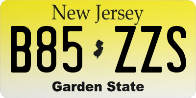 NJ license plate B85ZZS