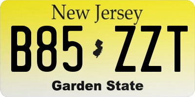 NJ license plate B85ZZT