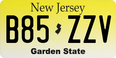 NJ license plate B85ZZV