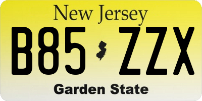 NJ license plate B85ZZX