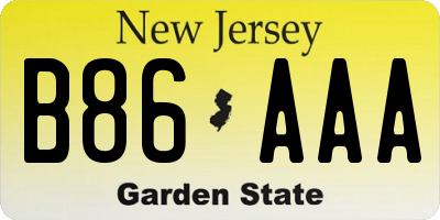 NJ license plate B86AAA