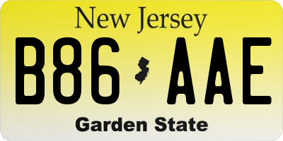 NJ license plate B86AAE
