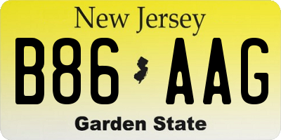 NJ license plate B86AAG