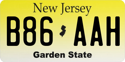 NJ license plate B86AAH