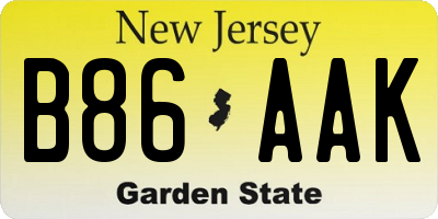 NJ license plate B86AAK