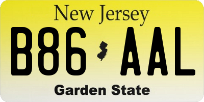 NJ license plate B86AAL