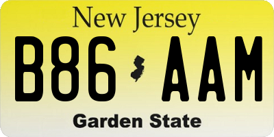 NJ license plate B86AAM