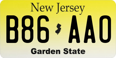 NJ license plate B86AAO