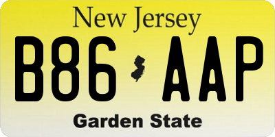 NJ license plate B86AAP