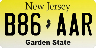 NJ license plate B86AAR