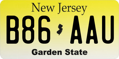 NJ license plate B86AAU