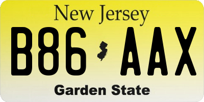 NJ license plate B86AAX