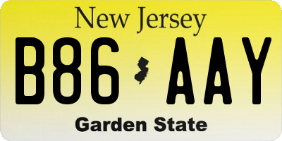NJ license plate B86AAY