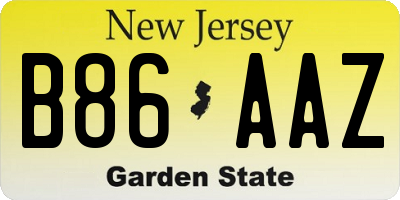 NJ license plate B86AAZ
