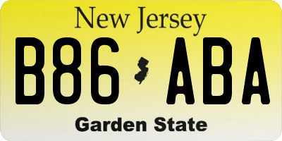 NJ license plate B86ABA