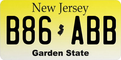 NJ license plate B86ABB