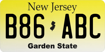 NJ license plate B86ABC
