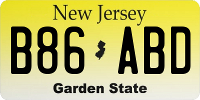 NJ license plate B86ABD