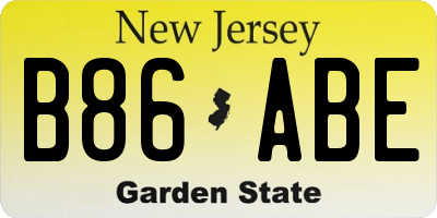 NJ license plate B86ABE