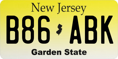 NJ license plate B86ABK