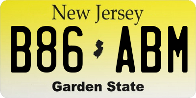 NJ license plate B86ABM