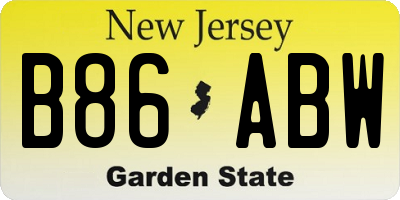 NJ license plate B86ABW