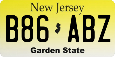 NJ license plate B86ABZ