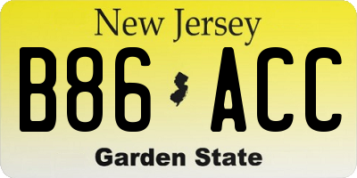 NJ license plate B86ACC