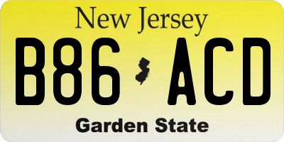 NJ license plate B86ACD