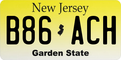 NJ license plate B86ACH