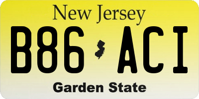 NJ license plate B86ACI