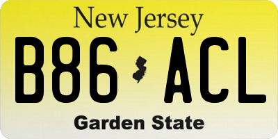 NJ license plate B86ACL