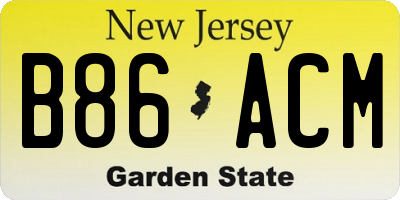 NJ license plate B86ACM