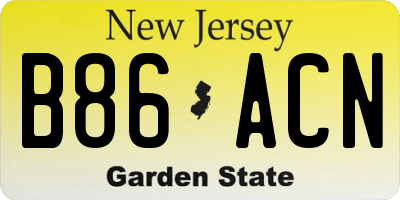NJ license plate B86ACN