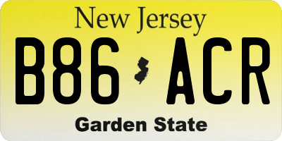 NJ license plate B86ACR