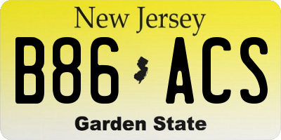 NJ license plate B86ACS