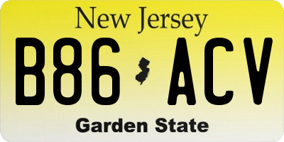 NJ license plate B86ACV